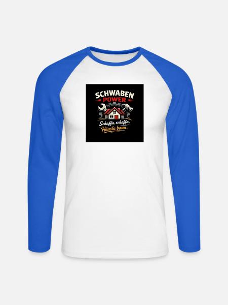 Schwaben Power Hausbau Design - Unisex Baseballshirt langarm - Weiß/Royalblau