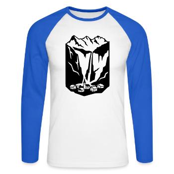 Lauterbrunnen Schweiz - Unisex Baseballshirt langarm - Weiß/Royalblau - Vorne - Nik (191cm)