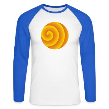 Goldene Stunde Spirale - Unisex Baseballshirt langarm - Weiß/Royalblau - Vorne - Nik (191cm)
