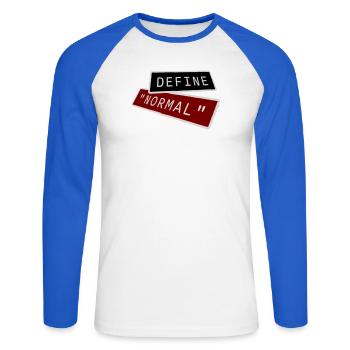 Define Normal Lustig Sarkastisch Definition Grafik - Unisex Baseballshirt langarm - Weiß/Royalblau - Vorne - Nik (191cm)