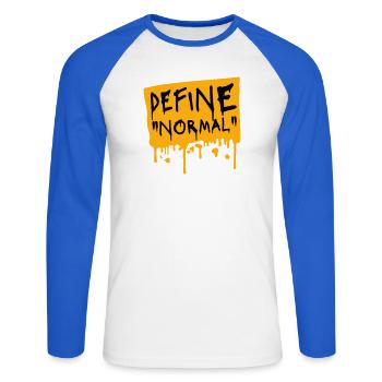 Define Normal Lustig Sarkastisch Definition Grafik - Unisex Baseballshirt langarm - Weiß/Royalblau - Vorne - Nik (191cm)