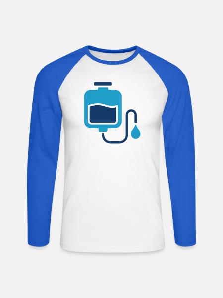 IV-Tropfleitungs-Icon Infusionstherapie Medizinischer Vektor - Unisex Baseballshirt langarm - Weiß/Royalblau