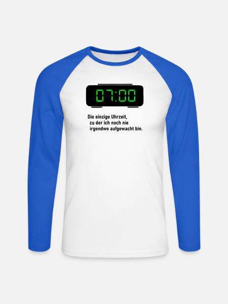 Die einzige Uhrzeit - Unisex Baseballshirt langarm - Weiß/Royalblau