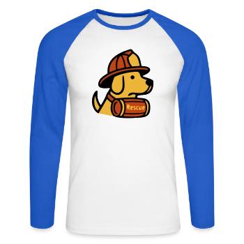Icône des pompiers de chiens de sauvetage - T-shirt baseball manches longues Homme - blanc/bleu royal - Devant - Nik (191cm)