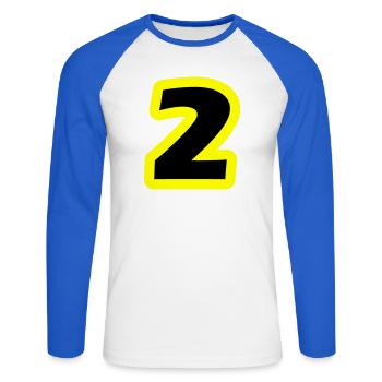 2 Number symbol - Unisex Long Sleeve Baseball T-Shirt - white/royal blue - Front - Nik (191cm)
