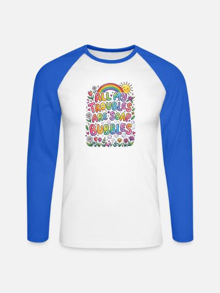 All My Troubles Are Soap Bubbles - Unisex Baseballshirt langarm - Weiß/Royalblau