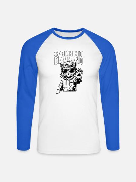 Coole Stadt Katze - Unisex Baseballshirt langarm - Weiß/Royalblau