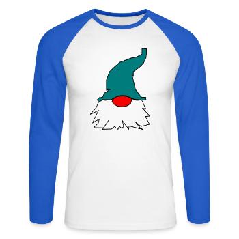 blauer_wichtel_21 - Unisex Baseballshirt langarm - Weiß/Royalblau - Vorne - Nik (191cm)