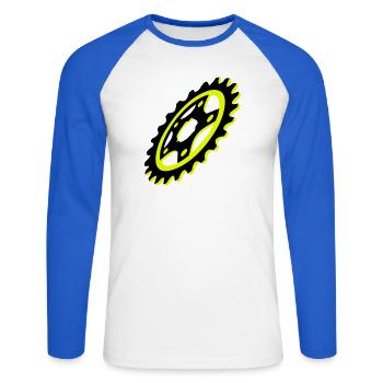 Graphique de plateau de vélo - T-shirt baseball manches longues Homme - blanc/bleu royal - Devant - Nik (191cm)