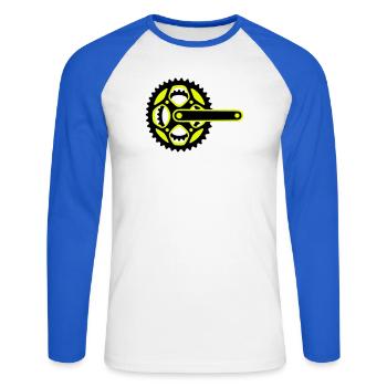 Icône de plateau de vélo - T-shirt baseball manches longues Homme - blanc/bleu royal - Devant - Nik (191cm)