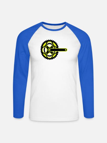 Bicycle Chainring Icon - Unisex Long Sleeve Baseball T-Shirt - white/royal blue