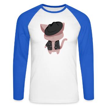 Dance cat - Unisex Long Sleeve Baseball T-Shirt - white/royal blue - Front - Nik (191cm)