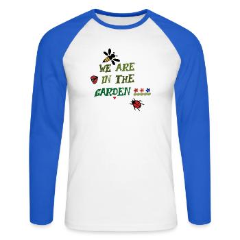 Nous sommes dans le jardin - T-shirt baseball manches longues Homme - blanc/bleu royal - Devant - Nik (191cm)
