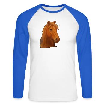 Pastel Horse - Unisex Long Sleeve Baseball T-Shirt - white/royal blue - Front - Nik (191cm)