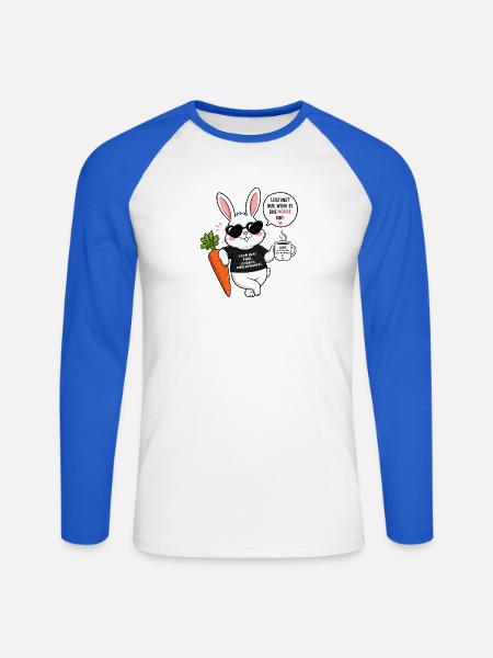 Chilliger Hase mit Karotte & Kaffee - Unisex Baseballshirt langarm - Weiß/Royalblau