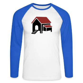 Chicken coop farm icon - Unisex Long Sleeve Baseball T-Shirt - white/royal blue - Front - Nik (191cm)