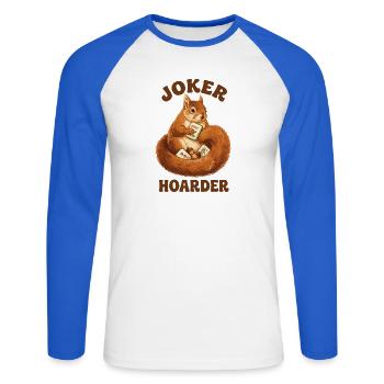 Mahjong Joker Hoarder Squirrel - Unisex Long Sleeve Baseball T-Shirt - white/royal blue - Front - Nik (191cm)