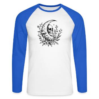 Memento Lunae - Unisex Long Sleeve Baseball T-Shirt - white/royal blue - Front - Nik (191cm)