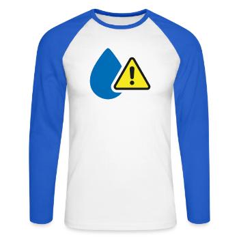 Water Leak Warning Solid Icon Moisture Symbol - Unisex Long Sleeve Baseball T-Shirt - white/royal blue - Front - Nik (191cm)