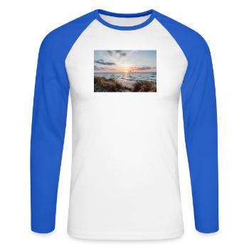 Sunset on the dune beach - Unisex Long Sleeve Baseball T-Shirt - white/royal blue - Front - Nik (191cm)