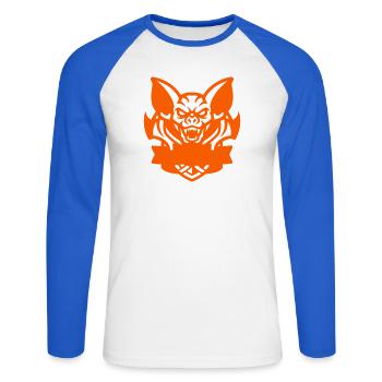 Fledermaus E-Sport Logo - T-shirt baseball manches longues Homme - blanc/bleu royal - Devant - Nik (191cm)