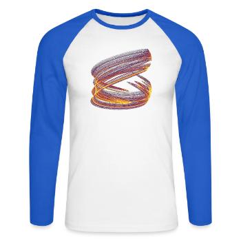 Light Vortex of Chaos – Strange Attractor - Unisex Long Sleeve Baseball T-Shirt - white/royal blue - Front - Nik (191cm)