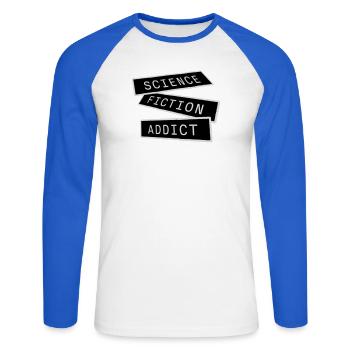 Citation d’amateur de science-fiction accro à la science-fiction - T-shirt baseball manches longues Homme - blanc/bleu royal - Devant - Nik (191cm)
