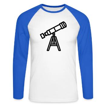 télescope - T-shirt baseball manches longues Homme - blanc/bleu royal - Devant - Nik (191cm)