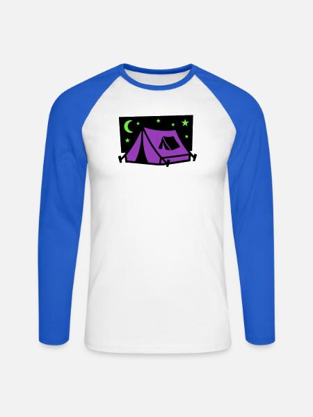 Festival Tent Night Logo - Unisex Long Sleeve Baseball T-Shirt - white/royal blue