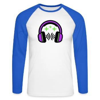 Headphones Stars Icon - Unisex Long Sleeve Baseball T-Shirt - white/royal blue - Front - Nik (191cm)
