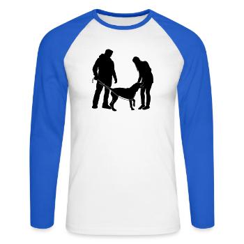Hundebesitzer - Unisex Baseballshirt langarm - Weiß/Royalblau - Vorne - Nik (191cm)