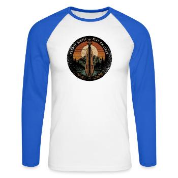 Dulcimer Musicien de Dulcimer Instrument pincé - T-shirt baseball manches longues Homme - blanc/bleu royal - Devant - Nik (191cm)