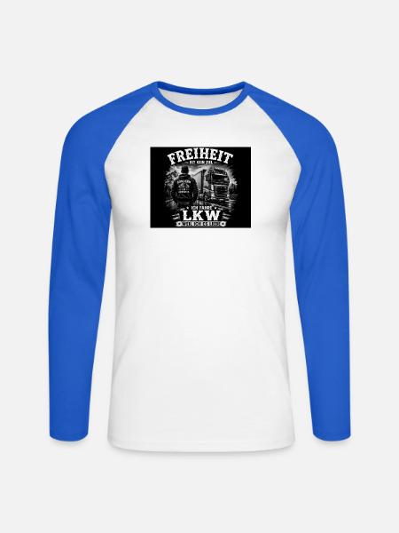 Freiheit auf Rädern: LKW-Liebe - Unisex Baseballshirt langarm - Weiß/Royalblau