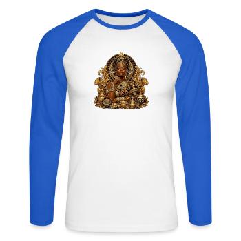 Golden Queen of Jewels - Unisex Long Sleeve Baseball T-Shirt - white/royal blue - Front - Nik (191cm)