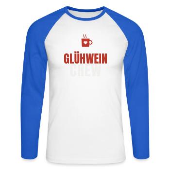 Glühwein Crew Weihnachtsmarkt Tasse Team Winter - Unisex Baseballshirt langarm - Weiß/Royalblau - Vorne - Nik (191cm)