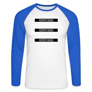 Recovery Is Badass Motivierend Erholung Zitat Logo - Unisex Baseballshirt langarm - Weiß/Royalblau - Vorne - Nik (191cm)