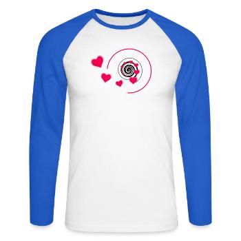Love - Unisex Baseballshirt langarm - Weiß/Royalblau - Vorne - Nik (191cm)