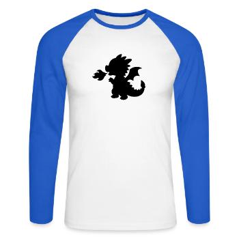 Dragon - Unisex Baseballshirt langarm - Weiß/Royalblau - Vorne - Nik (191cm)