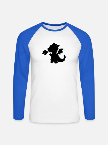 Dragon - Unisex Baseballshirt langarm - Weiß/Royalblau
