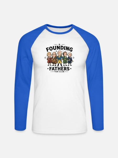Fanclub der Gründerväter Lustige Gründerväter - Unisex Baseballshirt langarm - Weiß/Royalblau