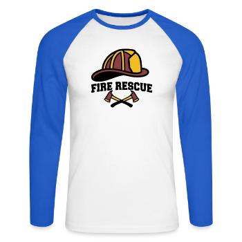 Feuerwehrhelm Wappen Logo - Unisex Baseballshirt langarm - Weiß/Royalblau - Vorne - Nik (191cm)