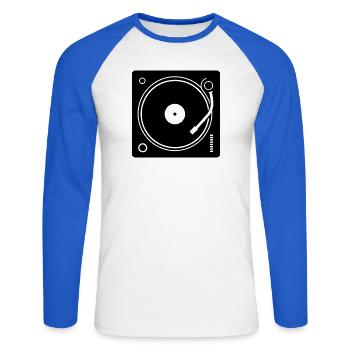 platine Dj - T-shirt baseball manches longues Homme - blanc/bleu royal - Devant - Nik (191cm)