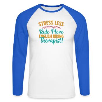 Hobby Horse Rider THerapist English Riding - Unisex Baseballshirt langarm - Weiß/Royalblau - Vorne - Nik (191cm)