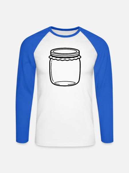 Jam Jar Outline - Unisex Long Sleeve Baseball T-Shirt - white/royal blue