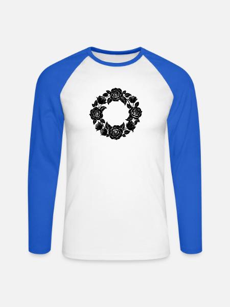 Rose Wreath - Unisex Long Sleeve Baseball T-Shirt - white/royal blue