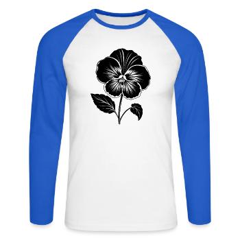 Stiefmütterchenblüte - Unisex Baseballshirt langarm - Weiß/Royalblau - Vorne - Nik (191cm)