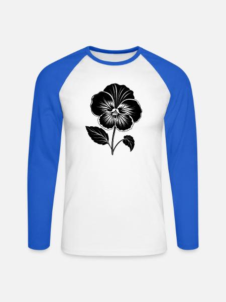 Pansy Flower - Unisex Long Sleeve Baseball T-Shirt - white/royal blue