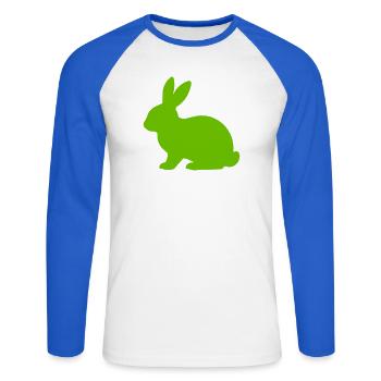 Heller Hase Silhouette - Unisex Baseballshirt langarm - Weiß/Royalblau - Vorne - Nik (191cm)