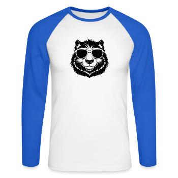 Capybara avec lunettes de soleil - T-shirt baseball manches longues Homme - blanc/bleu royal - Devant - Nik (191cm)