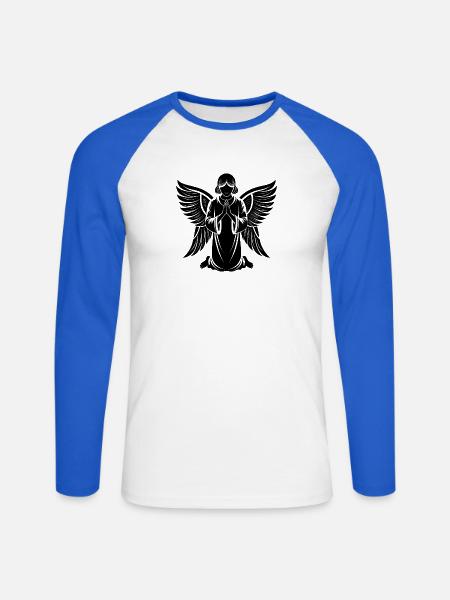 Engel - Unisex Baseballshirt langarm - Weiß/Royalblau